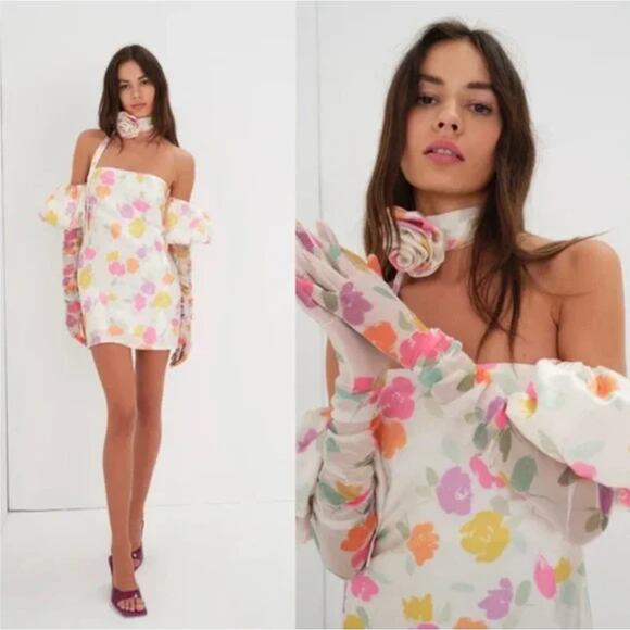 (M) NWT $279 For Love & Lemons‎ Hazel Mini Floral Dress Size Medium
